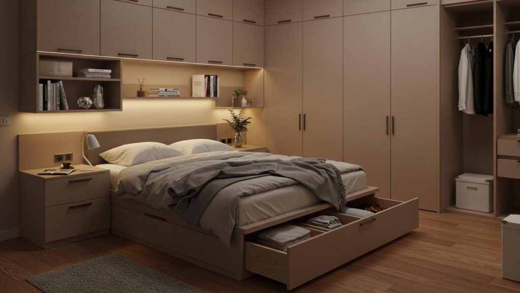 praktichnye reshenija dlja hranenija v spal ne 2